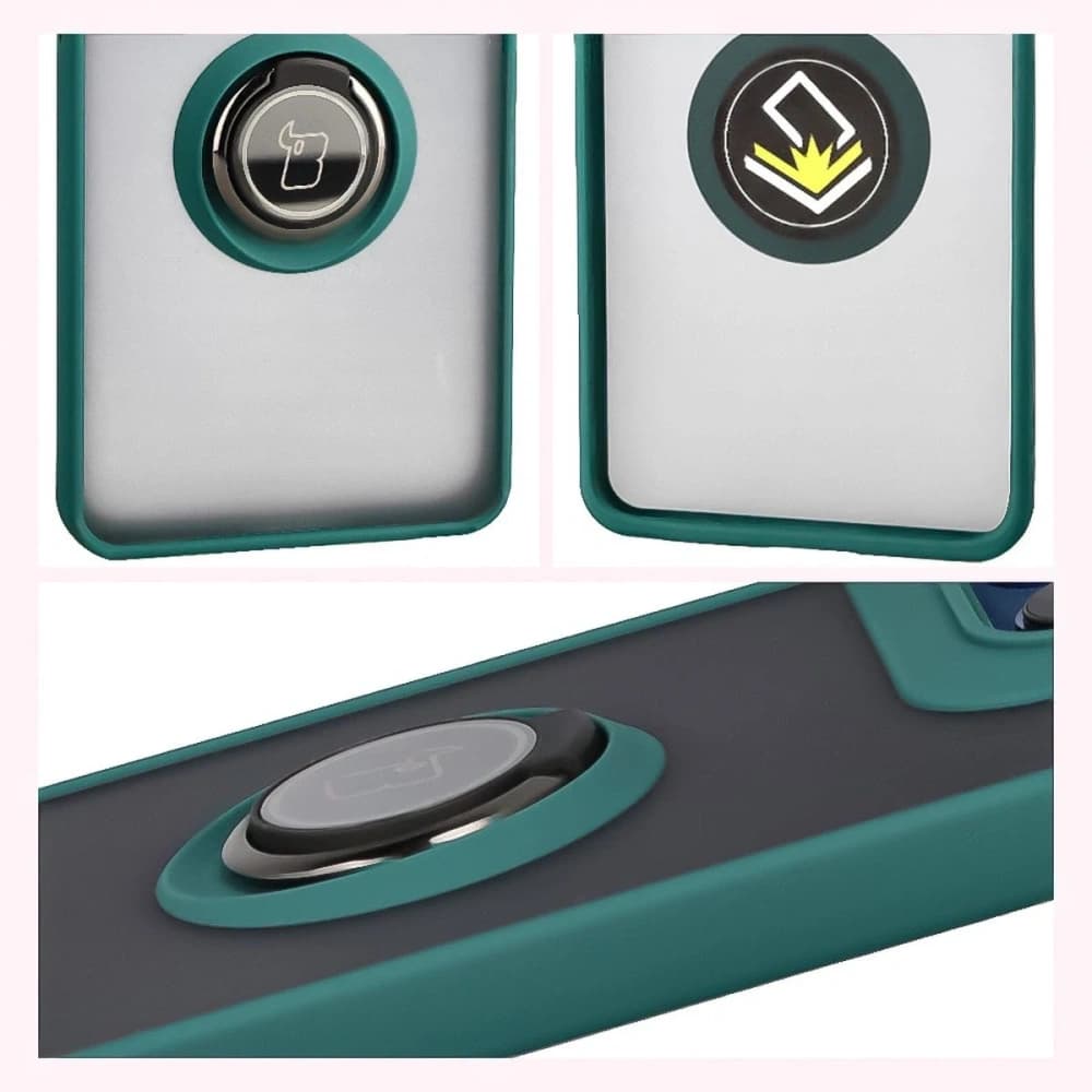 Bizon Case Hybrid Ring Motorola Edge 60 Fusion / 60 smoked with a dark green frame - 4