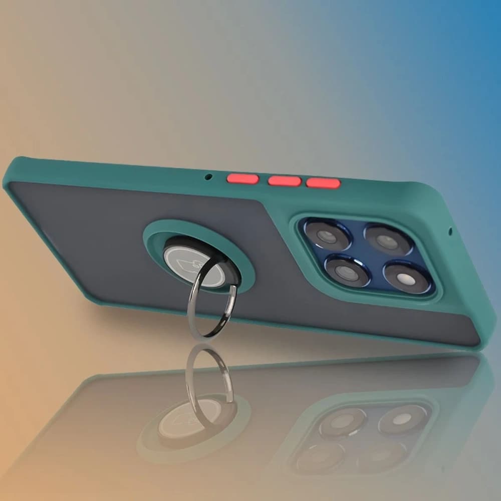 Bizon Case Hybrid Ring Motorola Edge 60 Fusion / 60 smoked with a dark green frame - 6