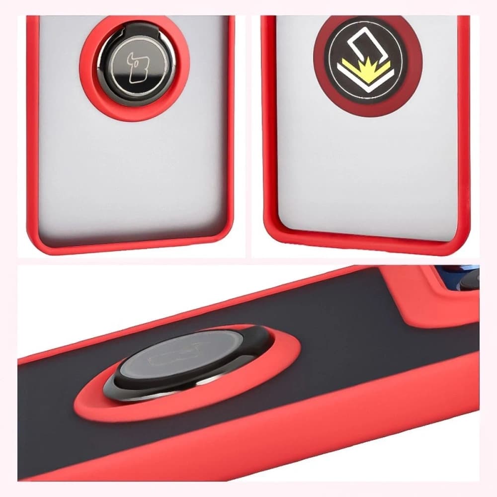 Caz Bizon Hybrid Ring Motorola Edge 60 Fusion / 60 fumuriu cu un cadru roșu - 4