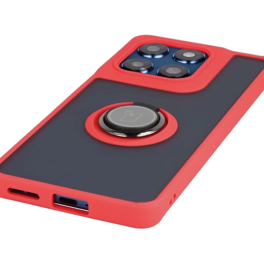 Caz Bizon Hybrid Ring Motorola Edge 60 Fusion / 60 fumuriu cu un cadru roșu - 5