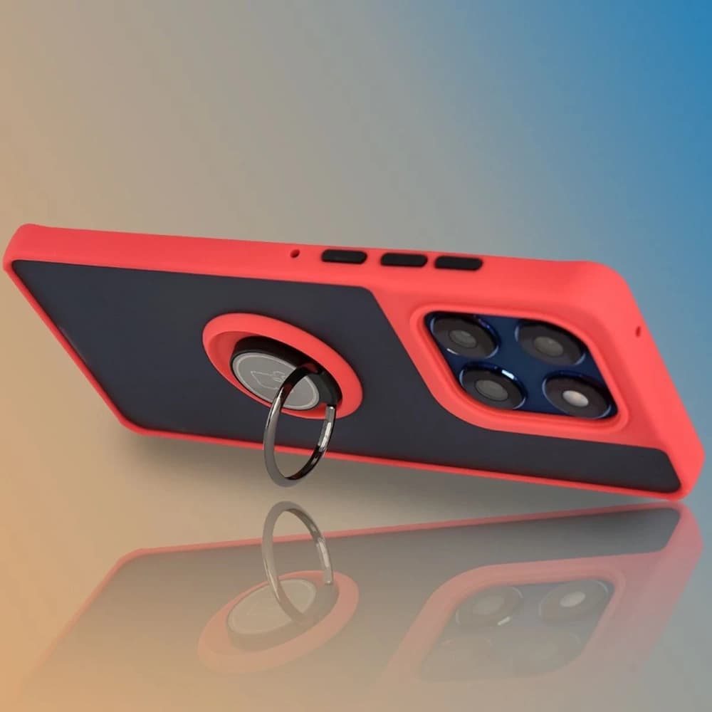 Caz Bizon Hybrid Ring Motorola Edge 60 Fusion / 60 fumuriu cu un cadru roșu - 6