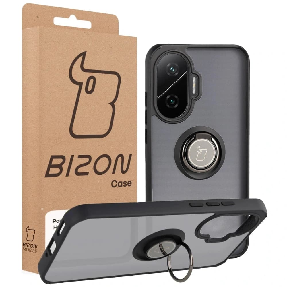 Bizon Case Hybrid Gyűrű Xiaomi POCO F7 füstös fekete kerettel - 7