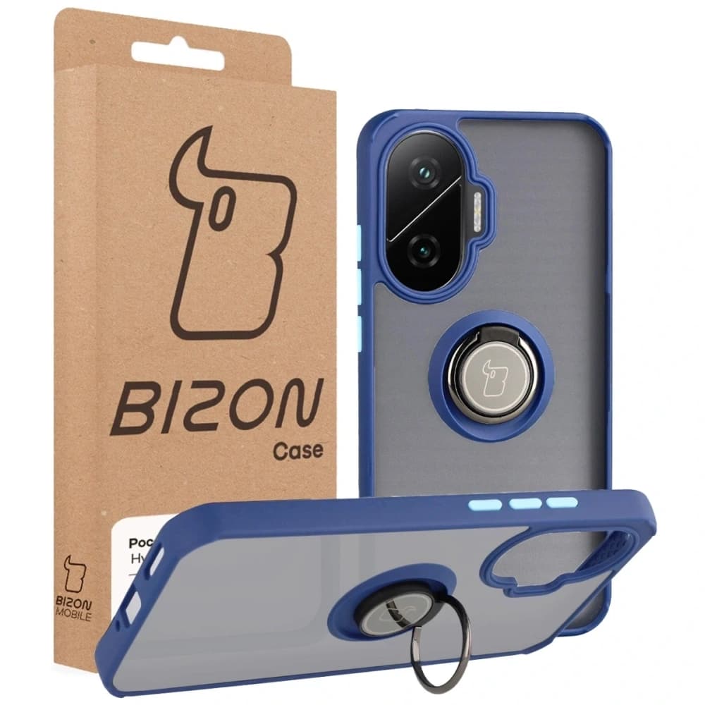 Bizon Case Hybrid Ring Xiaomi POCO F7 fumuriu cu albastru marin - 7