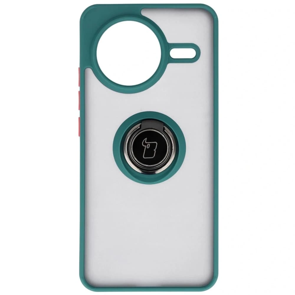 Caz Bizon Hybrid Ring Xiaomi POCO F7 Pro fumuriu cu un cadru verde închis - 2