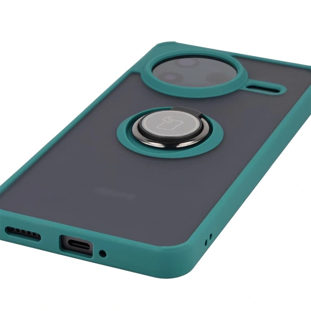 Caz Bizon Hybrid Ring Xiaomi POCO F7 Pro fumuriu cu un cadru verde închis - 5