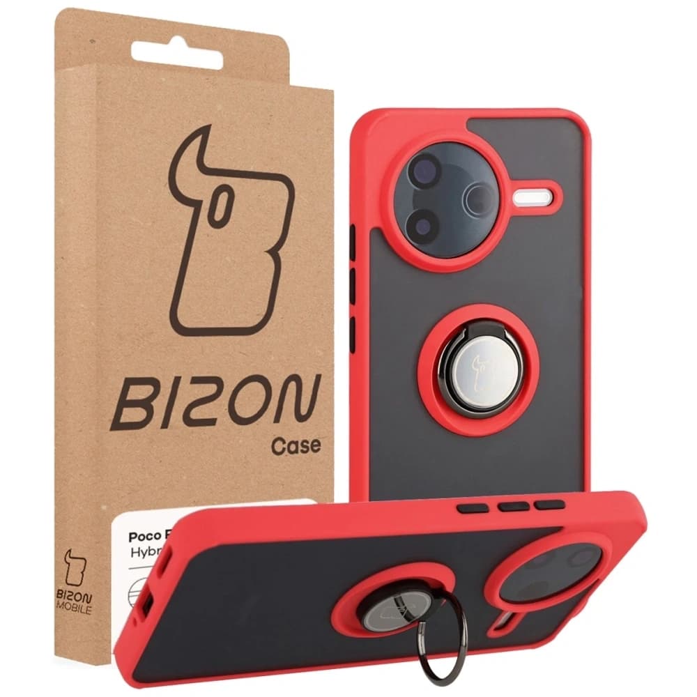 Bizon Case Hybrid Ring Xiaomi POCO F7 Pro kouřový s červeným rámem - 7
