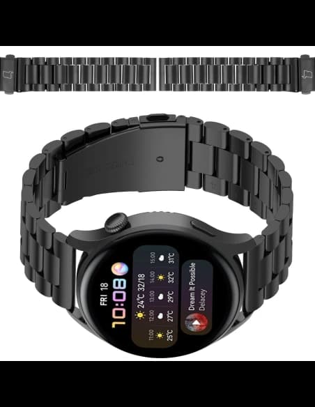 Pasek ze stali nierdzewnej do smartwatcha Bizon Strap Watch Aura QuickRelease 20mm czarny