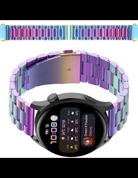 Pasek ze stali nierdzewnej do smartwatcha Bizon Strap Watch Aura QuickRelease 20mm tęczowy