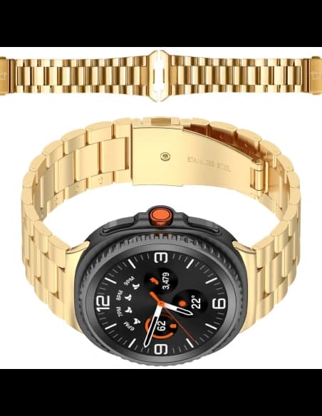 Ceas cu curea Bizon Strap Aura pentru Samsung Galaxy Watch 8 40mm / 44mm / 8 Classic 46mm aurie