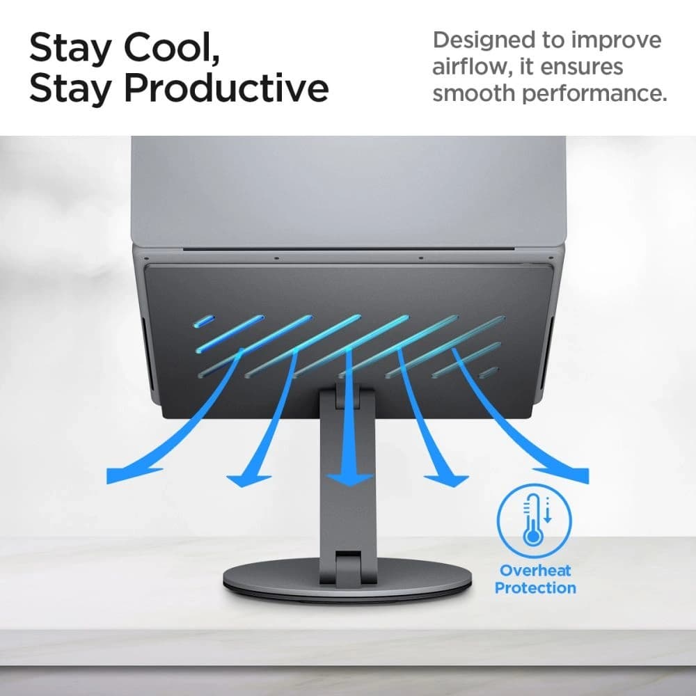 Spigen LD204H Laptop-Ständer USB-C Hub 6w1: 100W Ladeleistung, HDMI 4K, 2x USB-A, 5Gb/s Übertragung, Space Grey - 8