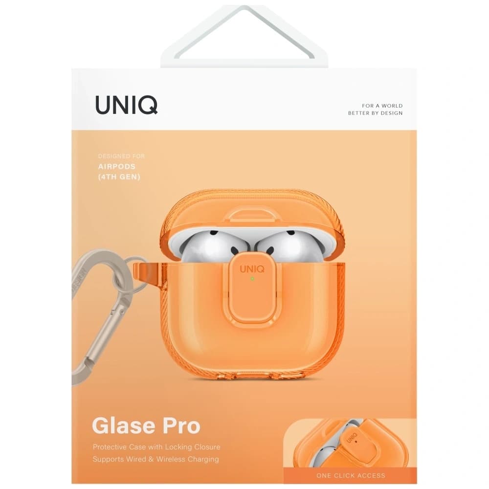 UNIQ Glase Pro Apple AirPods 4 Carcasa de blocare portocalie - 2
