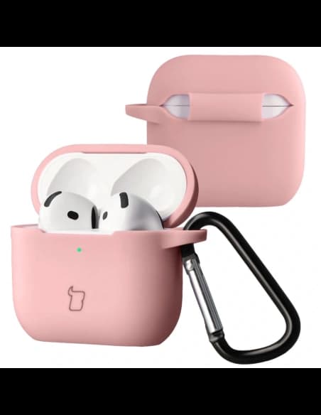 Căști Bizon Case din silicon pentru Apple AirPods 4 roz deschis