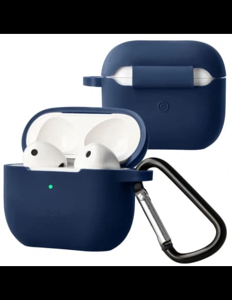 Căști Bizon Case din silicon pentru Apple AirPods 4, albastru marin