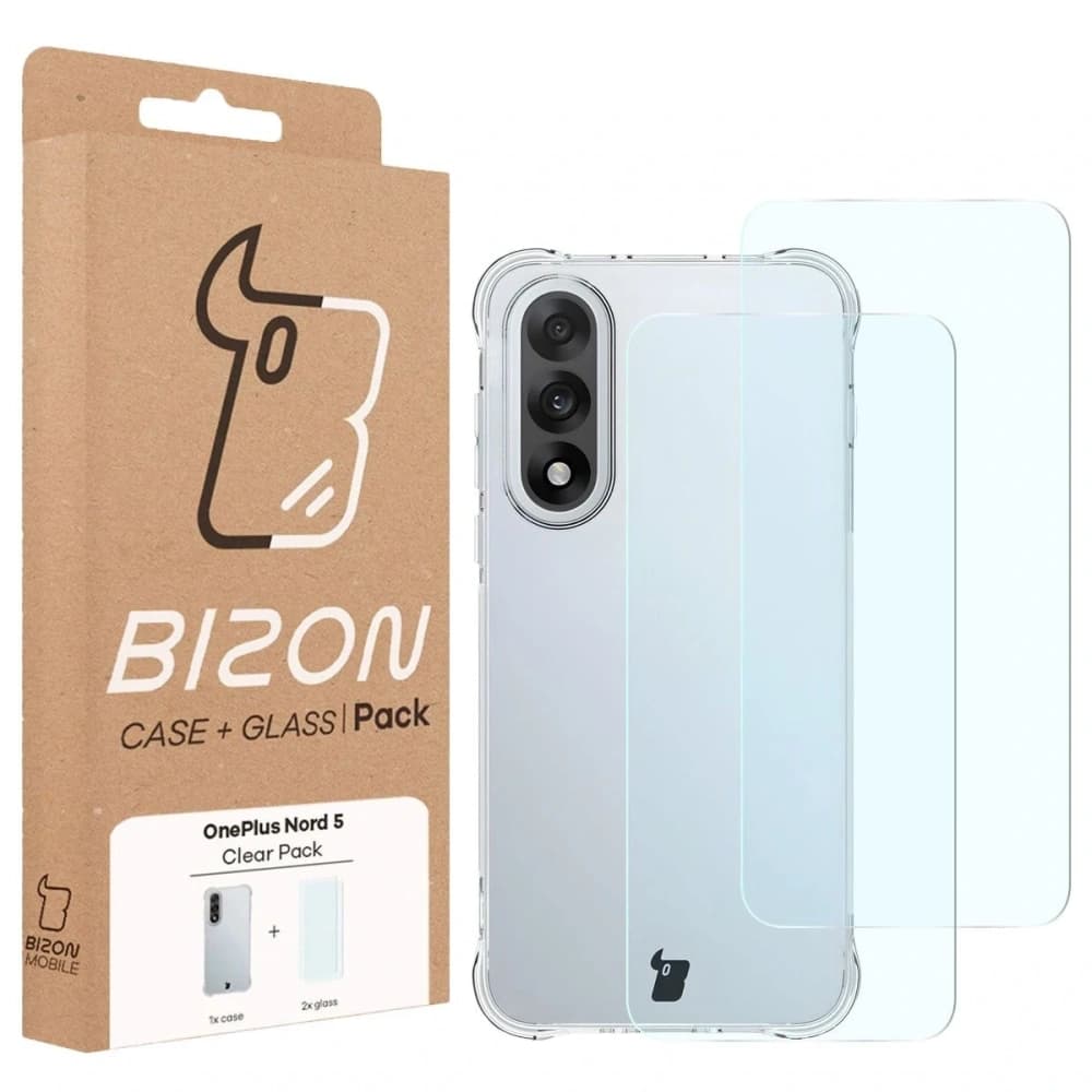 Bizon Case Clear Pack pouzdro + 2x tvrzené sklo OnePlus Nord 5 - 9