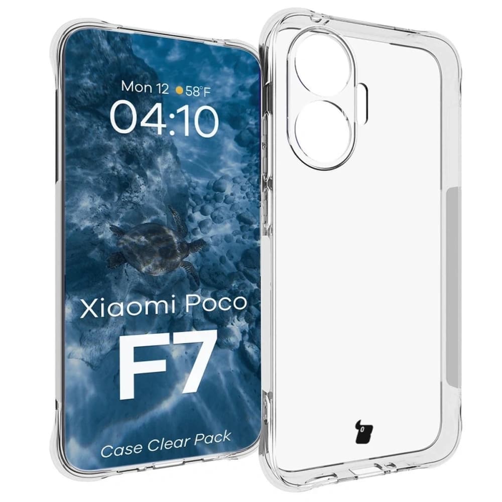 Bizon Case Clear Pack Hülle + 2x gehärtetes Glas für Xiaomi POCO F7 - 3