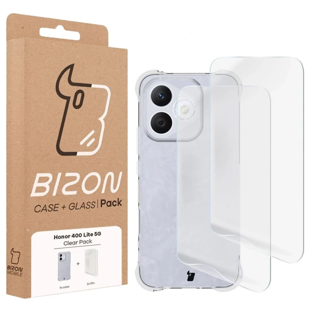Bizon Case Clear Pack case + 2x screen film Honor 400 Lite - 9