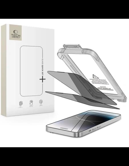 Szkło prywatyzujące Tech-Protect Quick Set Spy+ do Apple iPhone 14 Pro Privacy [2 PACK]