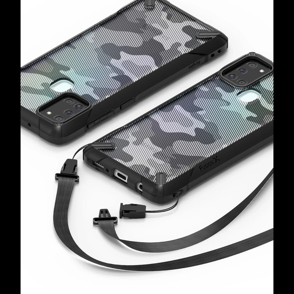 Ringke Samsung Tasche Fusion-X Galaxy A21s Camo (Moro) Schwarz - 7