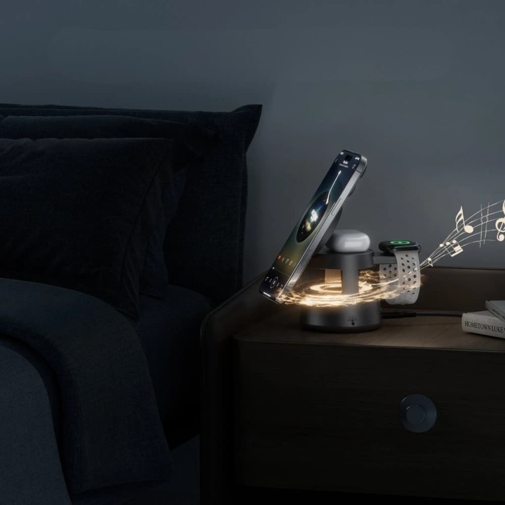 4smarts Aura Sound Lade station Qi2 grau - 5