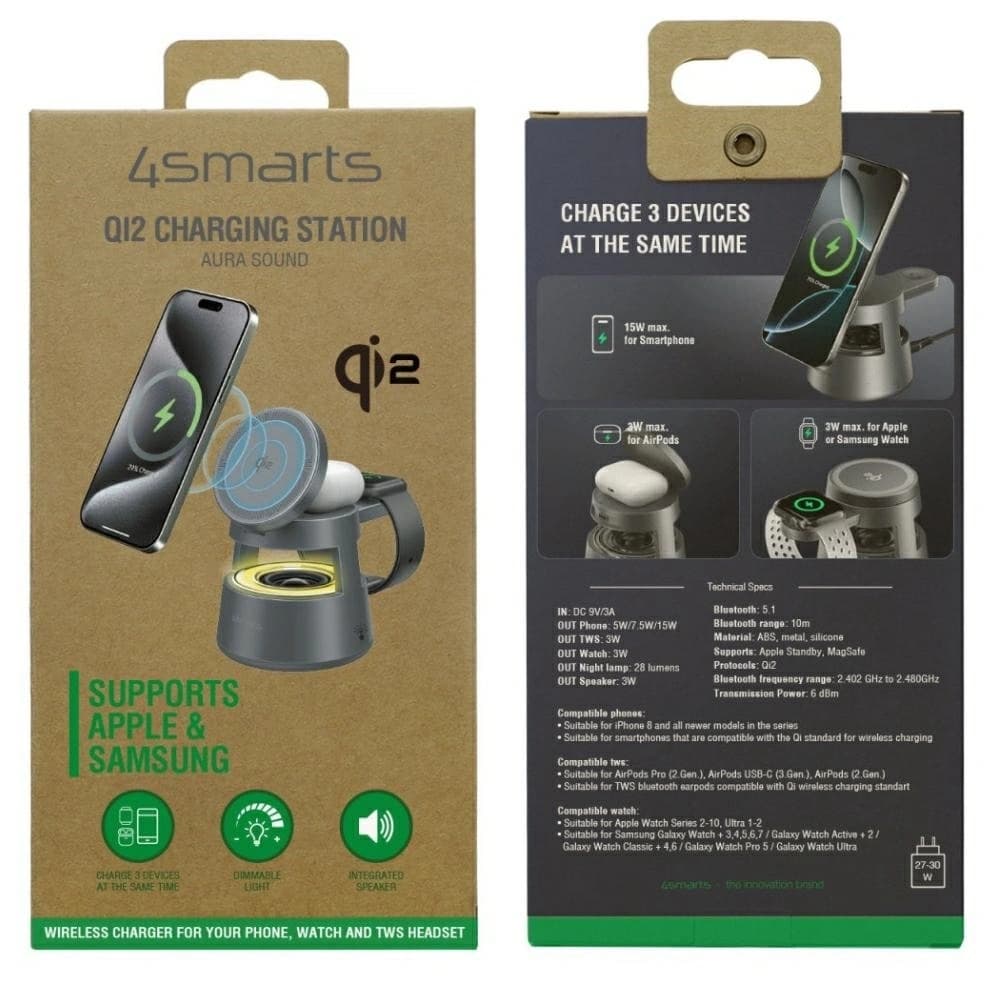 4smarts Aura Sound Lade station Qi2 grau - 8