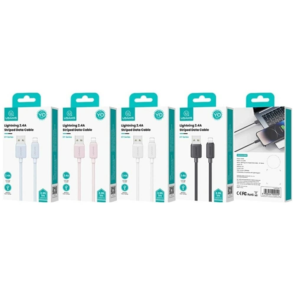 USAMS KY Serie US-SJ694 USB-A / Lightning Kabel 2.4A 2m weiß - 11