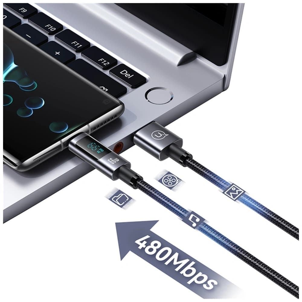 USAMS Sufeng Sorozat US-SJ673 66W 6A Gyors Töltő USB-C USB-A kábel 1,2m korrózióálló - 8