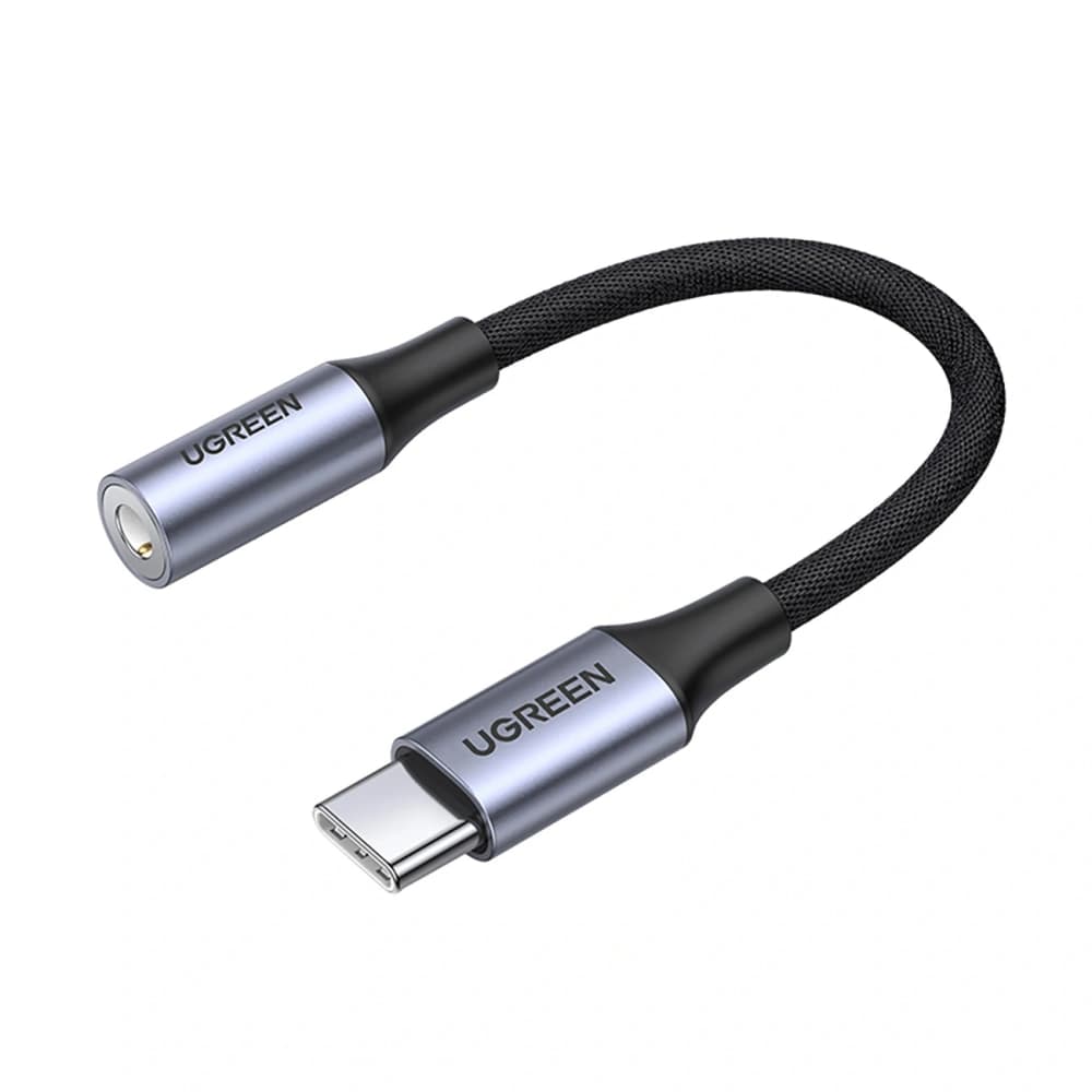 Adaptor audio UGREEN AV161 USB-C (masculin) / mini jack 3,5 mm (feminin) 10cm gri - 1