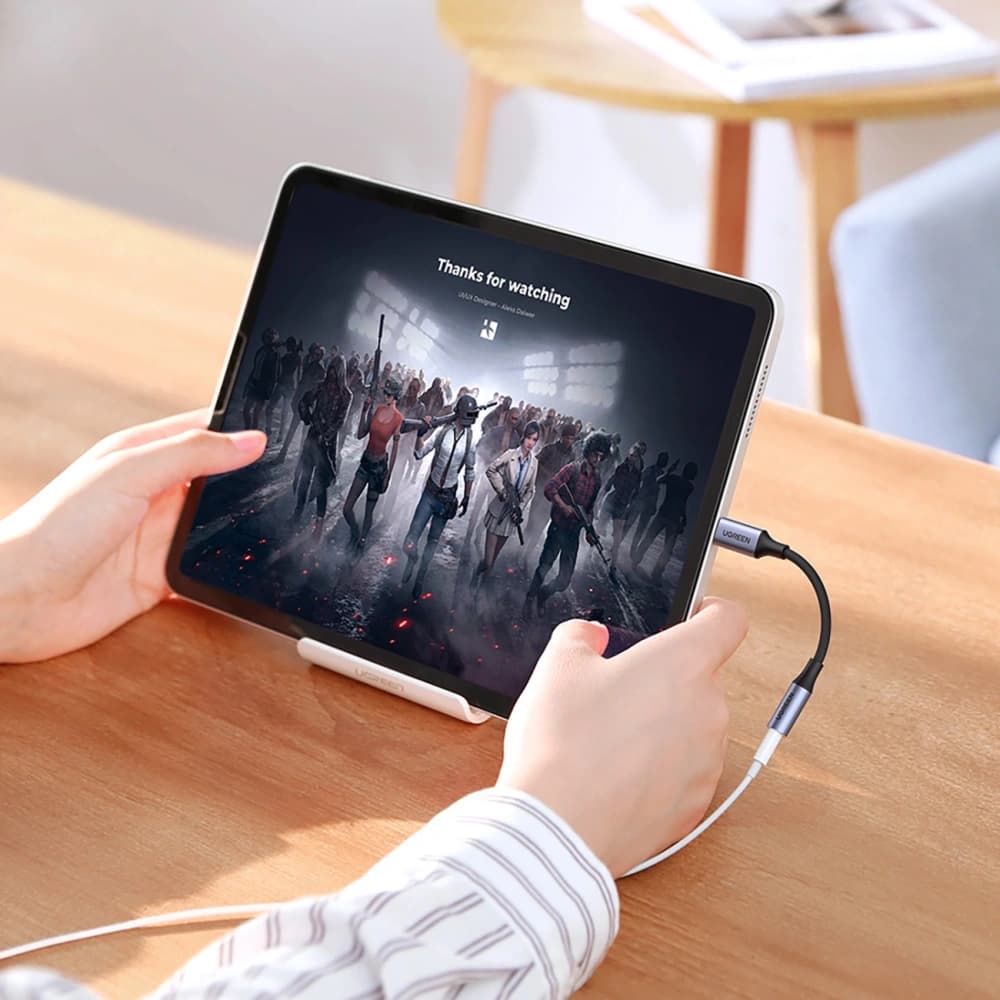 Adaptor audio UGREEN AV161 USB-C (masculin) / mini jack 3,5 mm (feminin) 10cm gri - 5