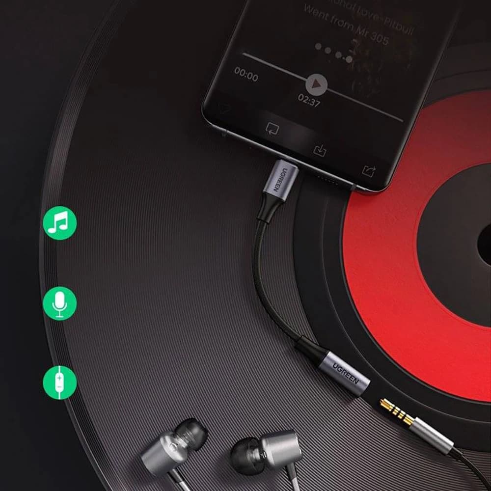 Adaptor audio UGREEN AV161 USB-C (masculin) / mini jack 3,5 mm (feminin) 10cm gri - 9