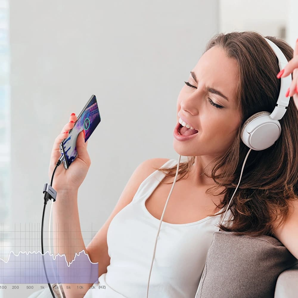 UGREEN CM193 50596 Audio Adapter Dual-Port USB-C (männlich) - Mini Jack 3,5 mm / USB-C (weiblich) grau - 3