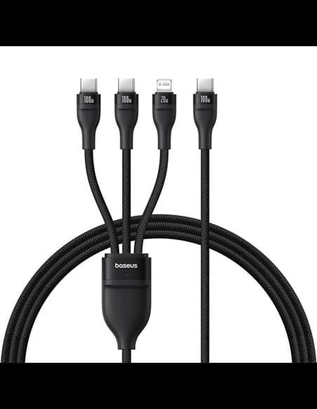 Baseus Flash Series 3 az 1-ben kábel 3 USB-C / 2xUSB-C, Lightning 1,5m 100W fekete
