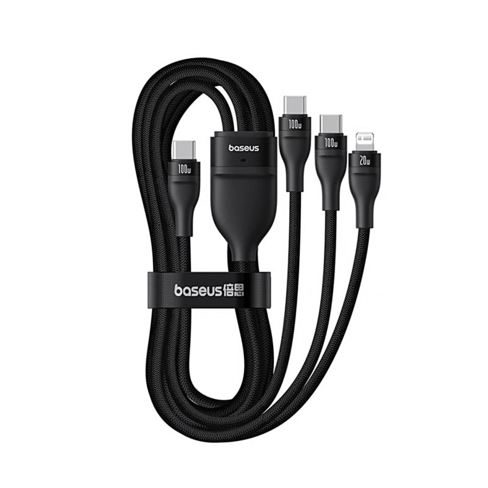 Kabel 3v1 Baseus Flash Series 3 USB-C / 2xUSB-C, Lightning 1,5m 100W černý - 4