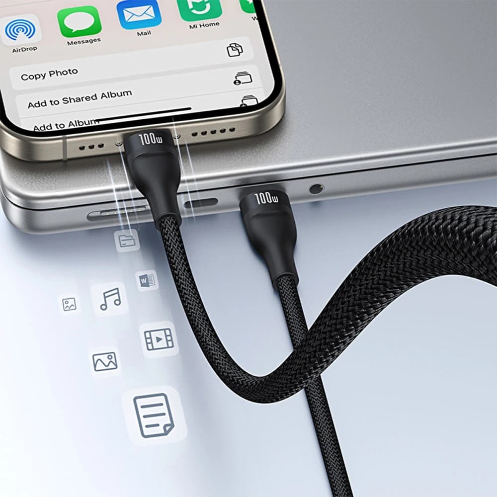 Kabel 3v1 Baseus Flash Series 3 USB-C / 2xUSB-C, Lightning 1,5m 100W černý - 10