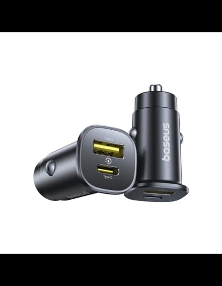 Baseus GoTrip Car Charger USB-A, USB-C 30W black