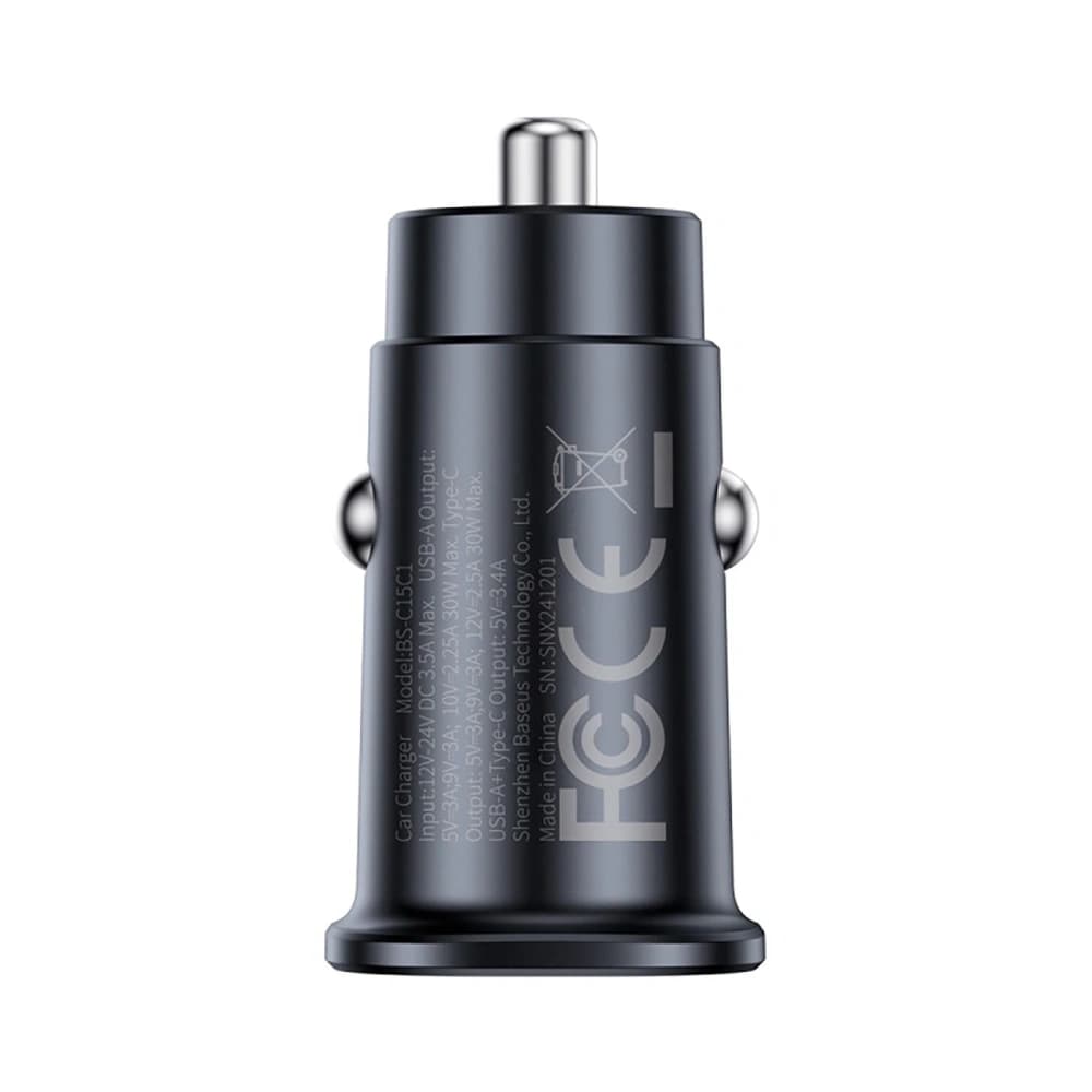 Baseus GoTrip Car Charger USB-A, USB-C 30W black - 11