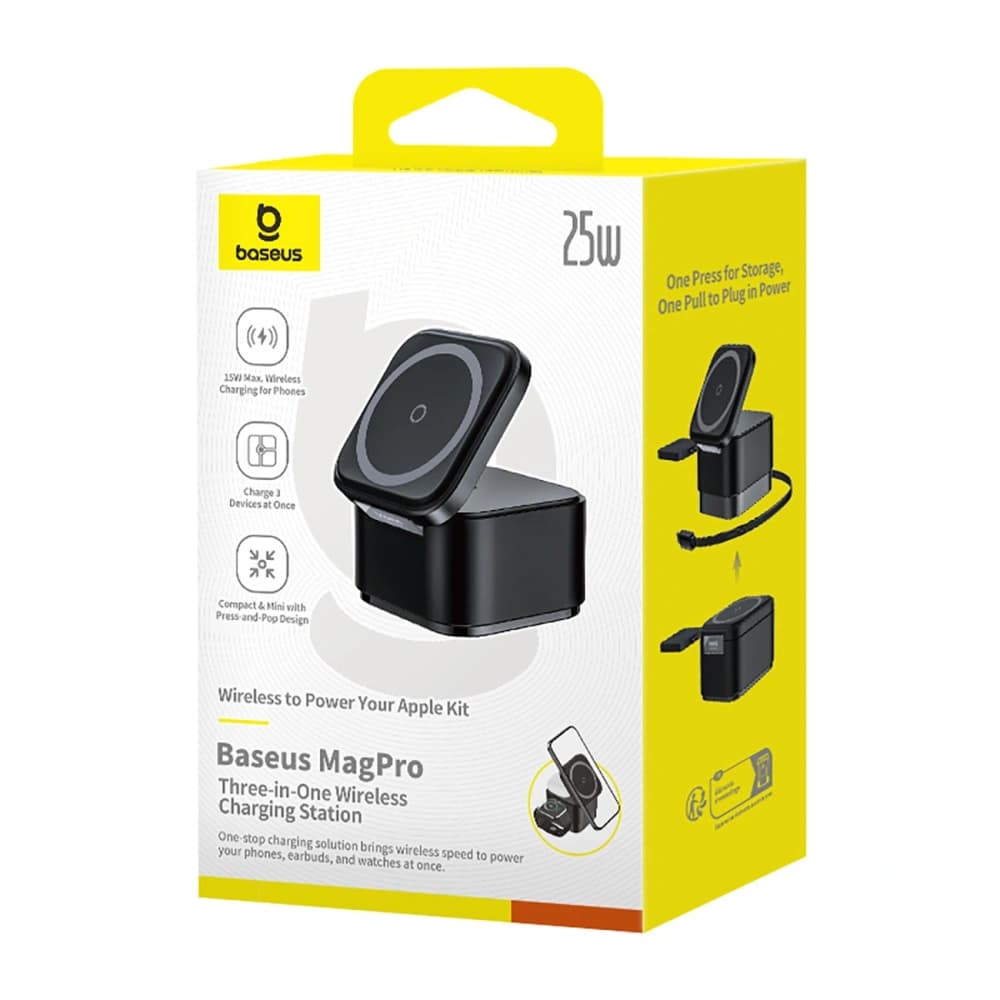 Baseus MagPro 3in1 25W MagSafe indukciós töltő telefonhoz / okosórához / fülhallgatóhoz fekete - 9