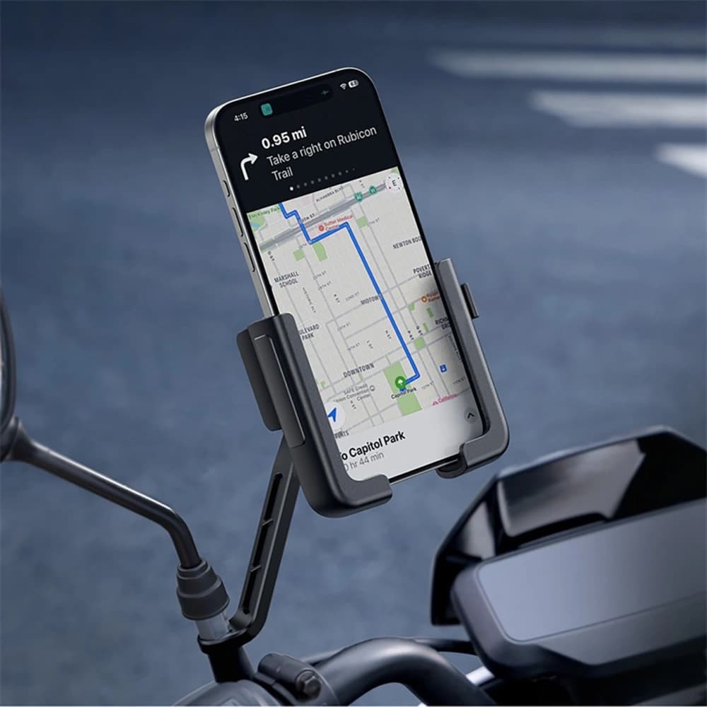 Motocyklový držák na telefon Baseus GoTrip na zrcátko s tlumením černý - 11