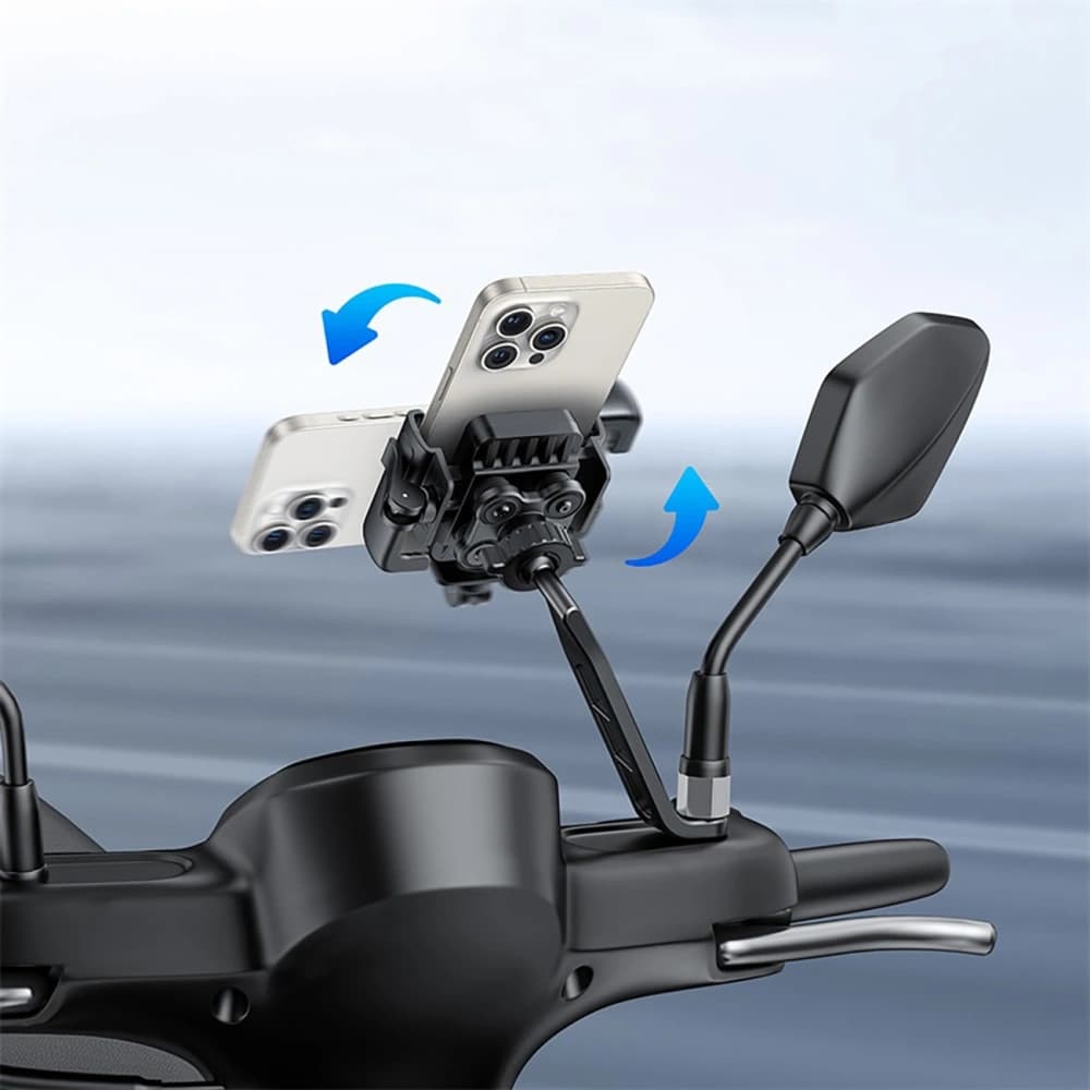 Motocyklový držák na telefon Baseus GoTrip na zrcátko s tlumením černý - 12