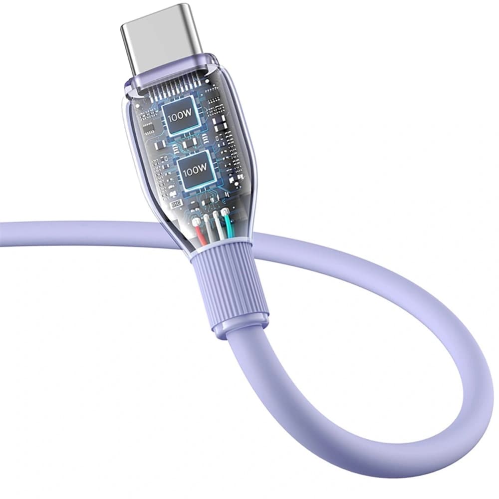Baseus Pudding USB-A / USB-C 100W 2m lila kábel - 4