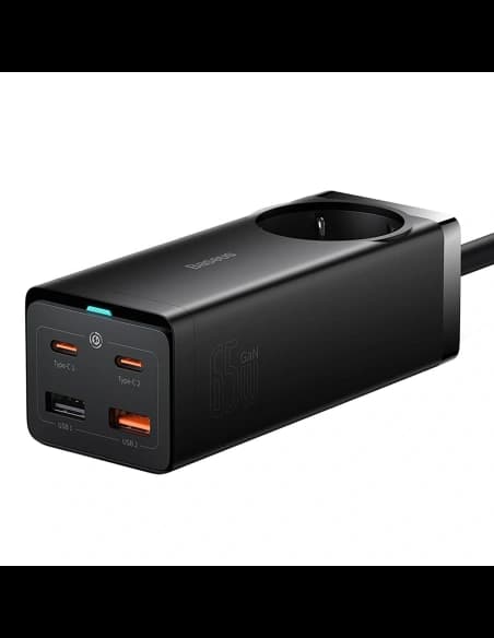 Nabíjecí stanice Baseus GaN3 Pro 65W AC + 2xUSB-C + 2xUSB-A s kabelem Baseus Xiaobai USB-C / USB-C 100W 1m černá