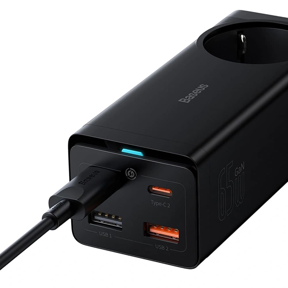Baseus GaN3 Pro 65W AC töltőállomás + 2xUSB-C + 2xUSB-A Baseus Xiaobai USB-C / USB-C 100W 1m fekete kábellel - 6
