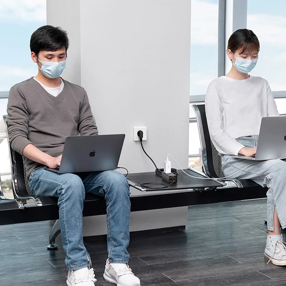 Baseus GaN3 Pro 65W AC töltőállomás + 2xUSB-C + 2xUSB-A Baseus Xiaobai USB-C / USB-C 100W 1m fekete kábellel - 8