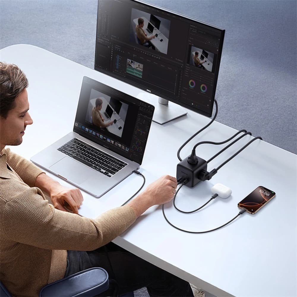 Kostka / napájecí lišta Baseus EnerFill FA11 AC / USB-A 18W, USB-C 67W, 3xAC 1.5m černá - 6