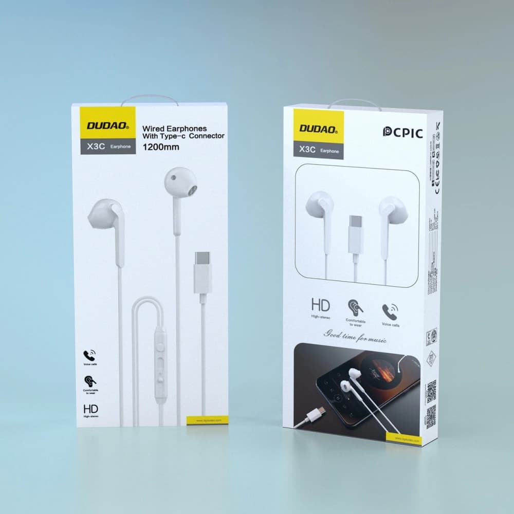 Căști in-ear Dudao X3C USB-C 1.2m albe - 8