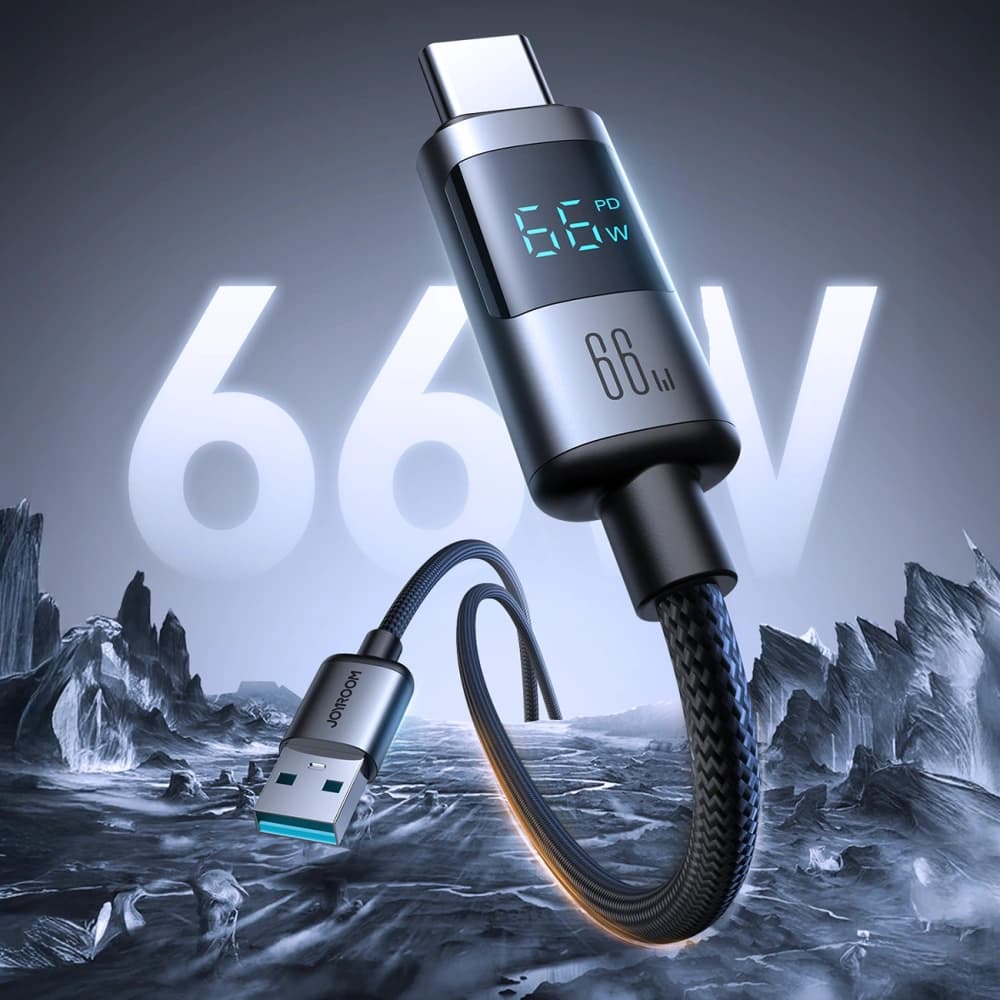 Cablu Joyroom S-A16 Pro Prism Series USB-A / USB-C 66W cu afișaj 1.2m negru - 2