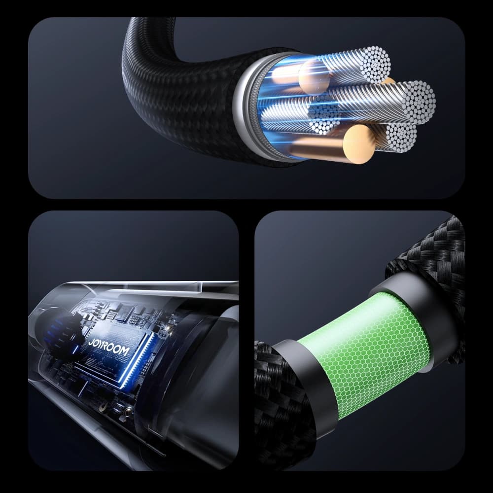 Cablu Joyroom S-A16 Pro Prism Series USB-A / USB-C 66W cu afișaj 1.2m negru - 5