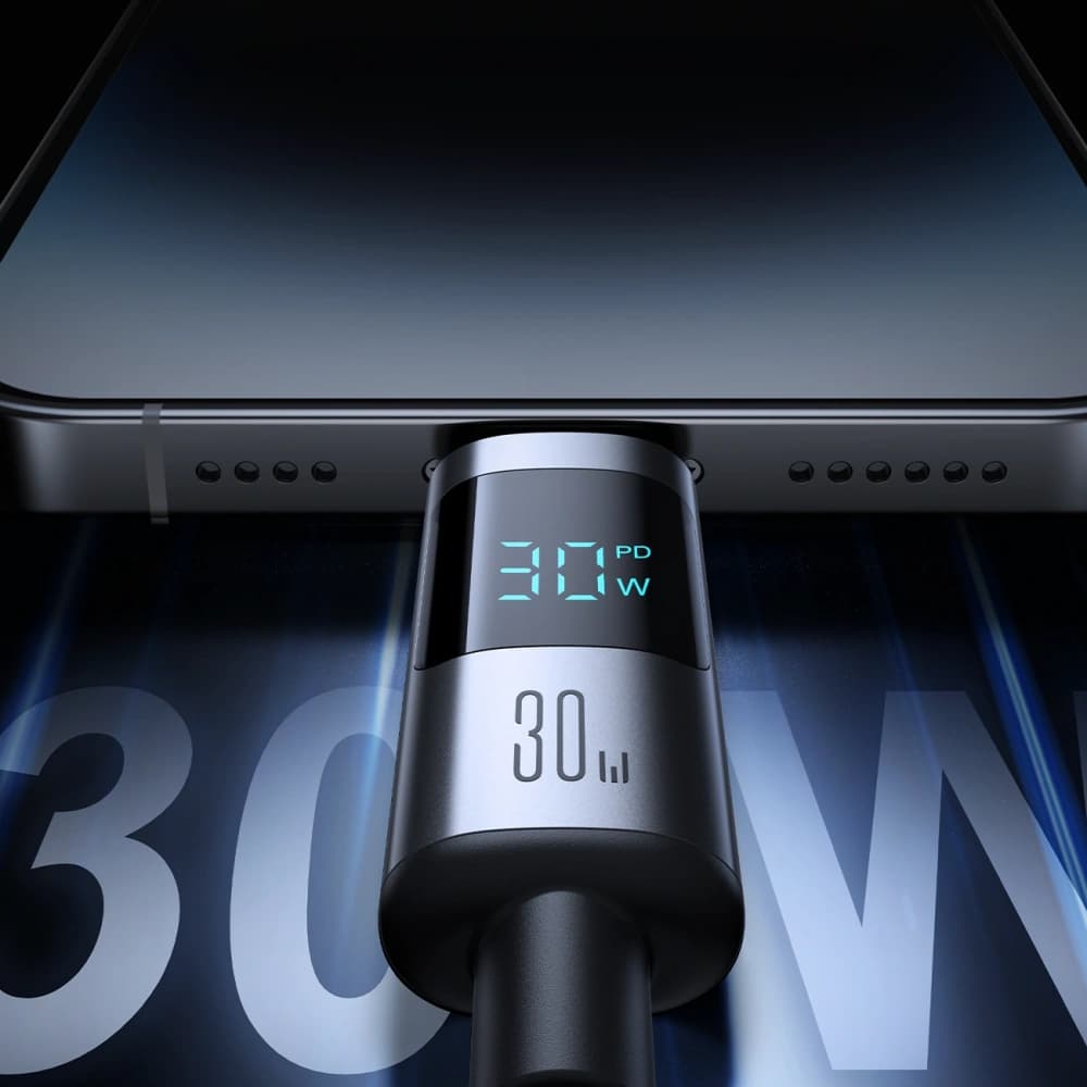 Joyroom S-A16 Pro Prism Series USB-C / Lightning 30W Cable with Display 1.2m Black - 3