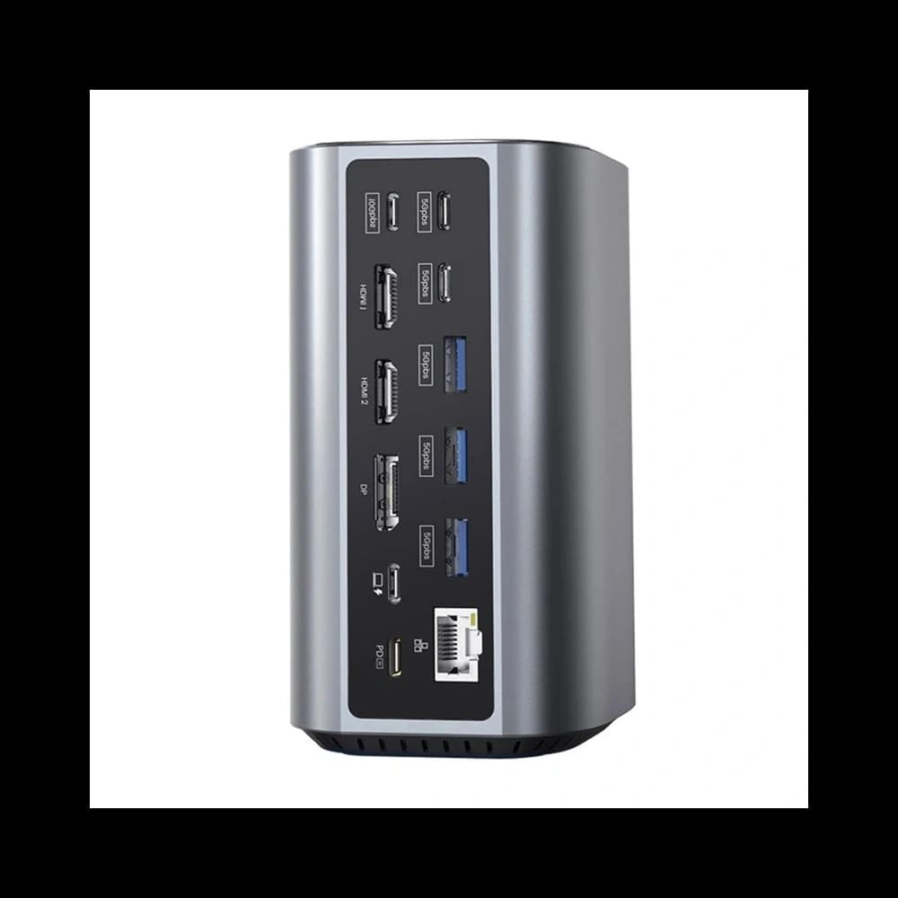 Blitzwolf BW-TH15 17 az 1-ben dokkoló állomás 2xHDMI+DisplayPort+4xUSB-C+3xUSB-A 3.0+USB-A 3.1+USB-C 3.2+USB-C PD+RJ45+micro SD+SD+3.5mm - 6