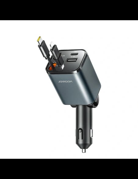Joyroom JR-CCL05 Car Charger 30W 4in1 with Built-in USB-C and Lightning Cables Dark Gray