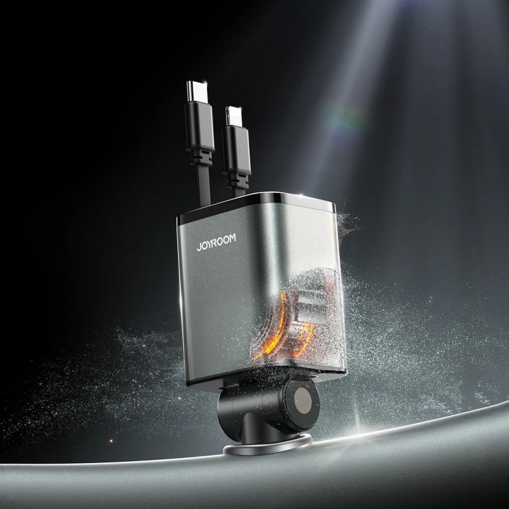 Încărcător auto Joyroom JR-CCL05 30W 4 în 1 cu cabluri integrate USB-C, Lightning, gri închis - 7